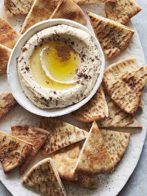 Hummus and pita wedges